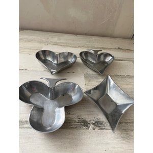 Heart diamond clover silver metal bowls set of four